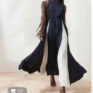 Banana Republic FACTORY Color Block Panel Maxi Dress NAVY SIZE 10 NEW